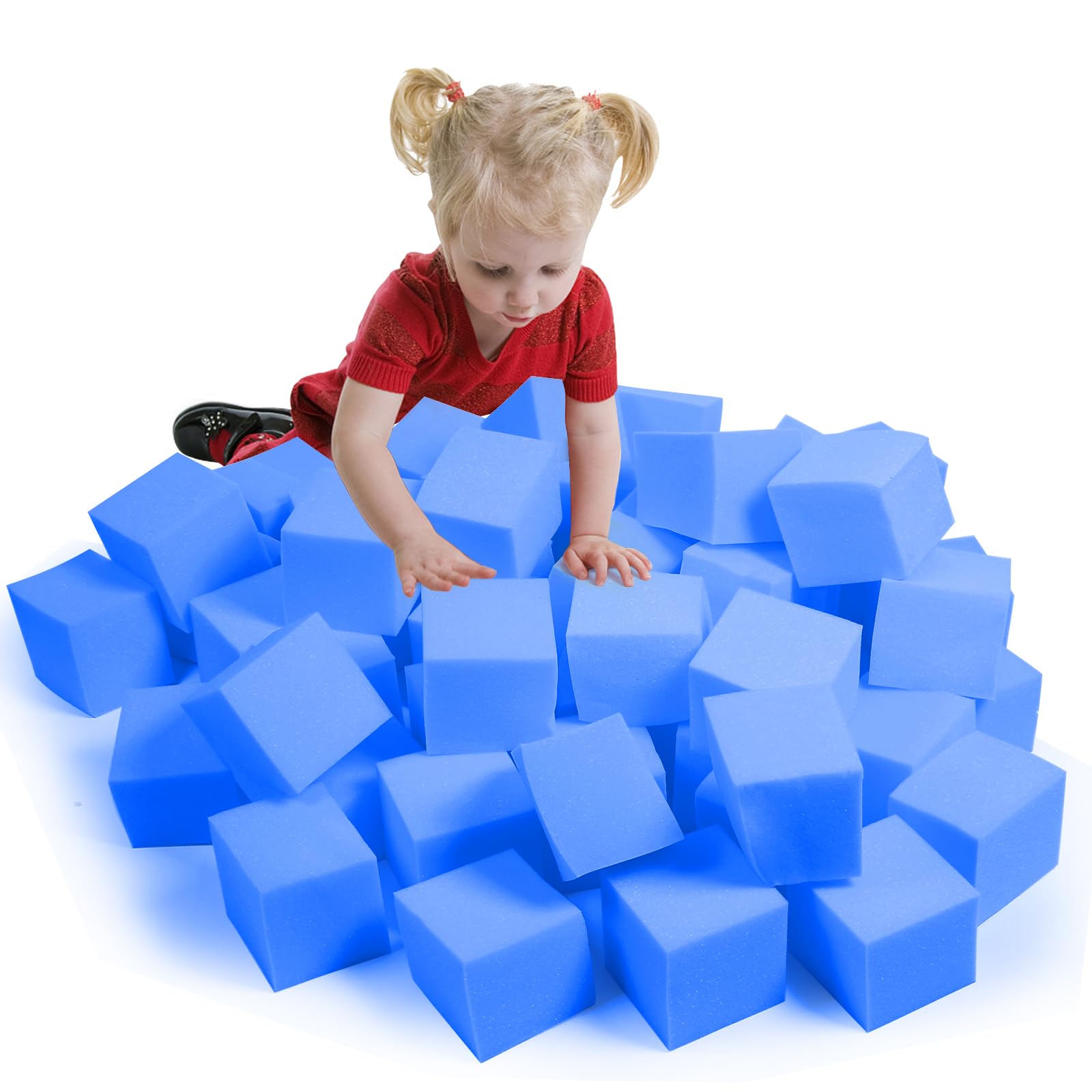ZMCYER Foam Pit Cubes Blocks - 36PCS Sponge Form Cubes for Foam Ball Pits, Gymnastics, Freerunning and Parkour Courses, Skateboard Parks, BMX, Trampoline Arenas-Dark Blue(5" x 5" x 5")