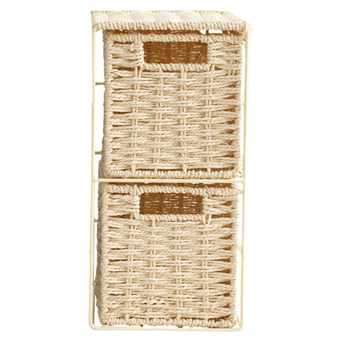 STOBAZA Cesta de Almacenamiento de Doble Capa en Pvc y Hierro Color Caqui para Organizar y Mantener Ordenados Artículos Diversos Hogar