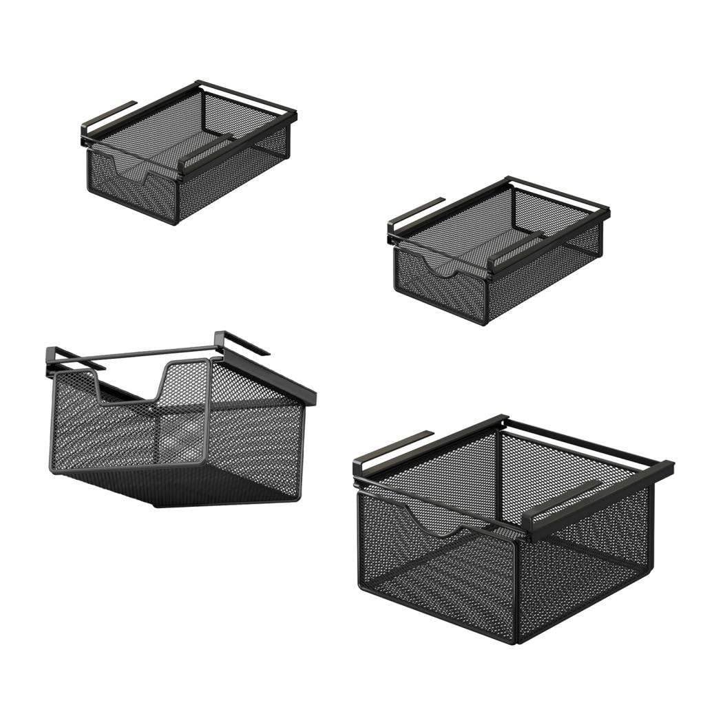 Generic Cassetto Estraibile Sospeso, Ripiano in Filo Metallico, Cestino Organizer, Contenitore Versatile E Pratico Da Appendere Sotto Il Mobile, Cassetto, Xs