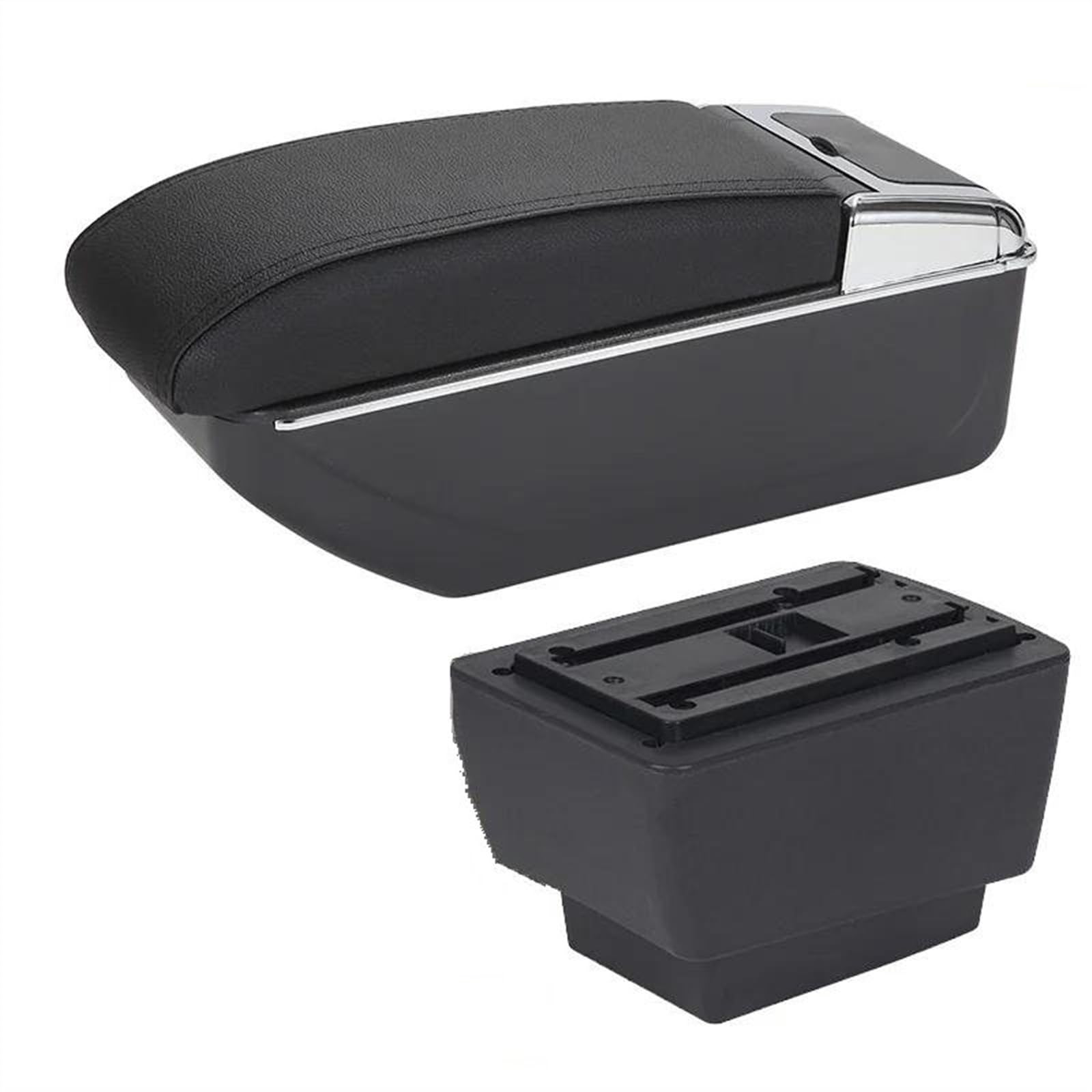 NOHEEU Car Center Console Storage Box Multifunctional Armrest Interior Accessories For Fabia 3 III 2015-2021(D2 Black line No USB)