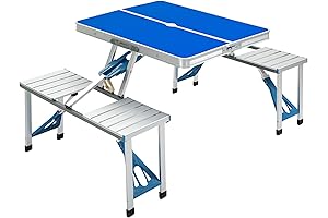 Outsunny Portable Camping Table with Chairs and Umbrella Hole