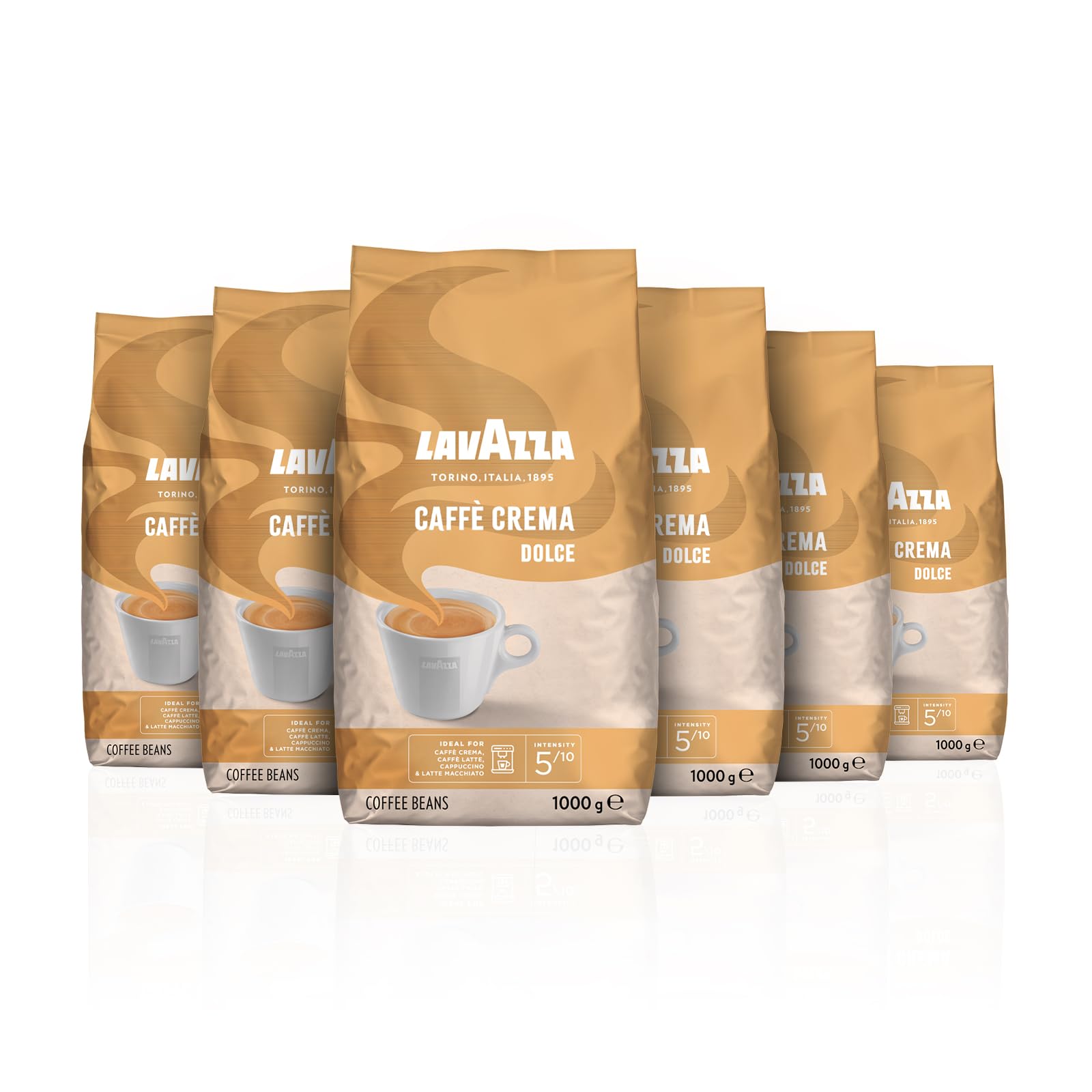 Lavazza, Caffè Crema Dolce, Arabica und Robusta Kaffeebohnen, Ideal für Espressomaschinen, mit Aromanoten von Trockenfrüchten, Nussiger Geschmack, Intensität 5/10, Mittlere Röstung, 6 kg Packung