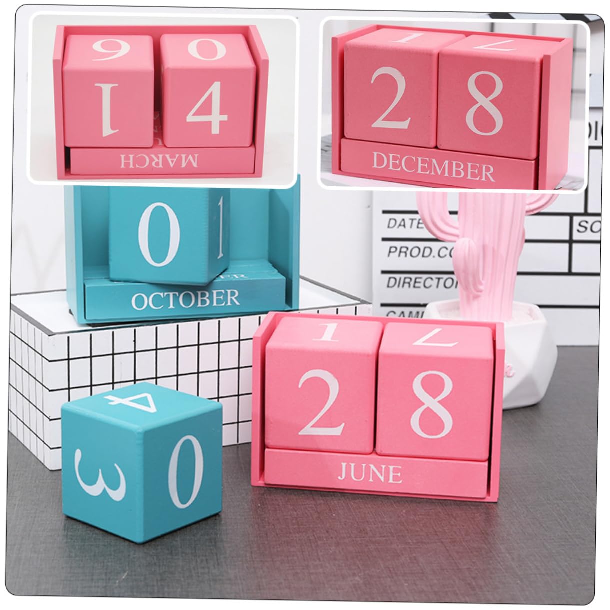 STOBOK 4stücke Blockkalender Aus Holz Tischkalender Für Zuhause Und Büro Handgemachte Dekorative Holz-dekoration Praktischer Countdown-kalender Für Schreibtisch Wohn Und Arbeitsräume