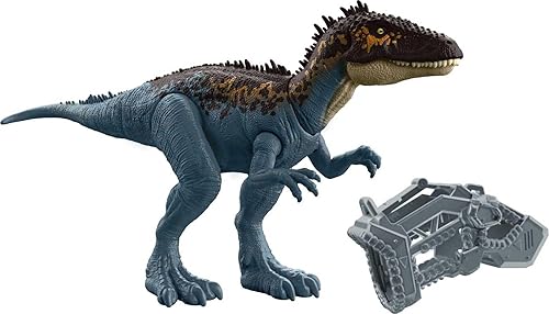Mattel Jurassic World Mega Destroyers - Figura de acción de dinosaurio, juguete de dinosaurio azul Carcharodontosaurus con movimiento de ataque y
