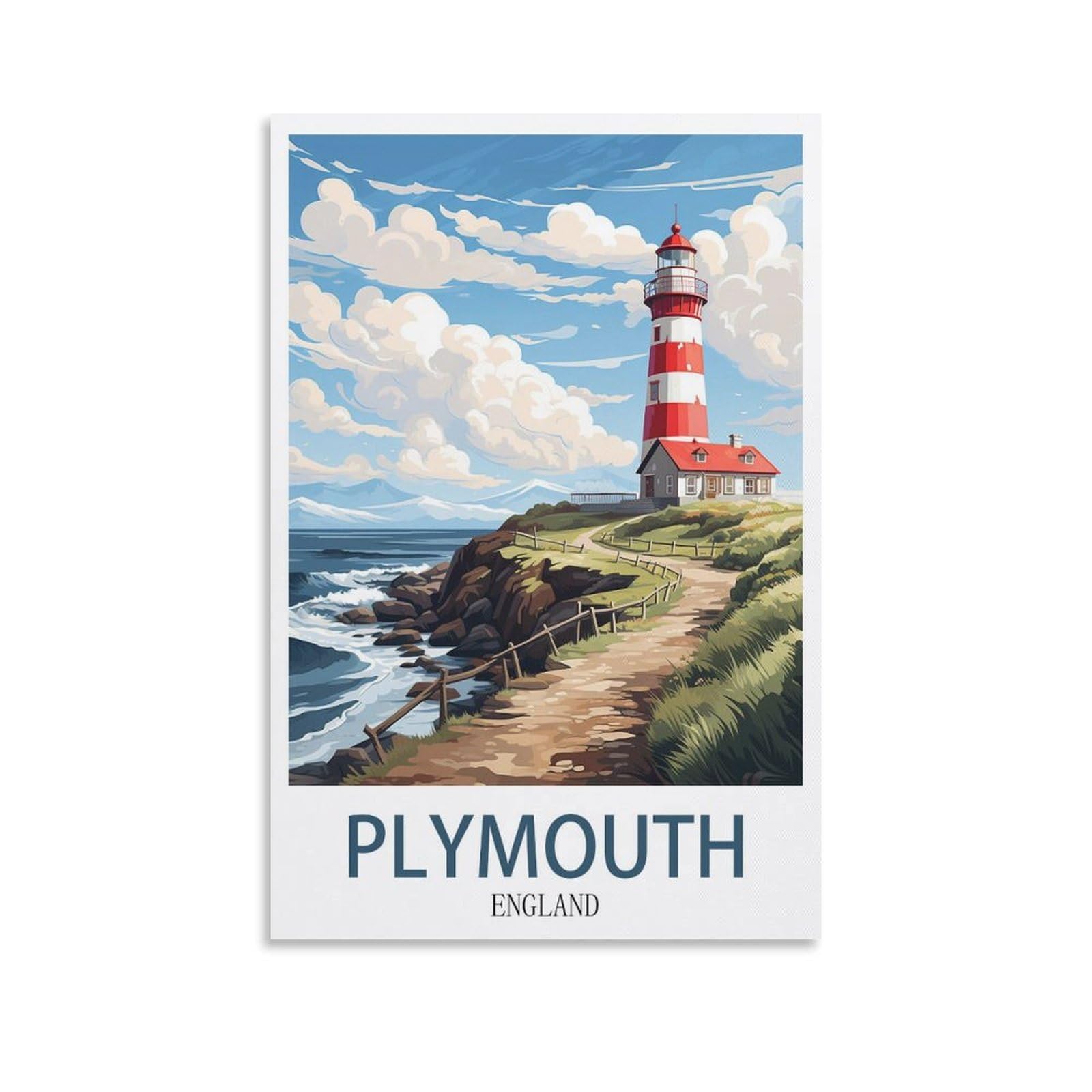 EZMLFA 5D Diamond Art Kits for Beginner,Plymouth England,Diamond Art House DIY Diamond Art Kits for Home Wall Decor 50x60cm
