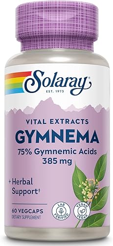 SOLARAY Extracto de hoja de Gymnema de potencia garantizada | Tapa vegetal | 385mg | 60ct