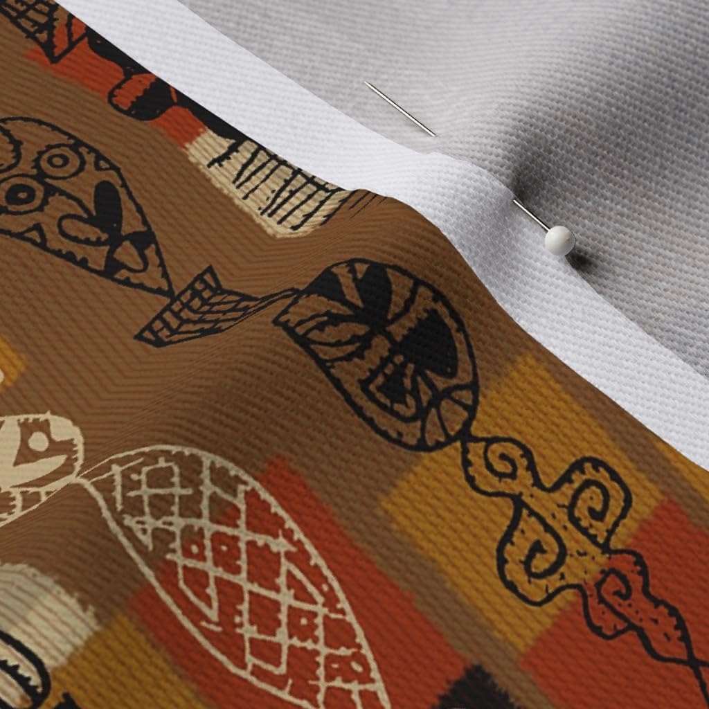 Spoonflower Fabric - Tiki Beads Aloha Tropical Hawaii Beach Mid Century Printed on Denim Fabric by The Yard - Bottomweight Apparel Home Decor Upholstery