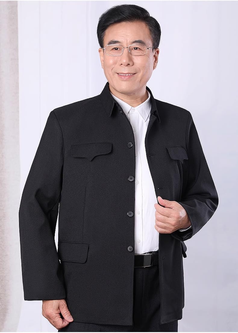 Complete Set Zhongshan Suit Men's Stand Collar Jacket with Matching Accessories