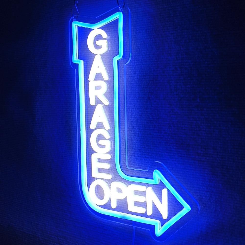 Garage Open Arrow Neon Sign,Car Signs neon Light for Man Cave Auto Repair Shop Workshop Birthday Father Gift Decor(blue+right) - Image 4