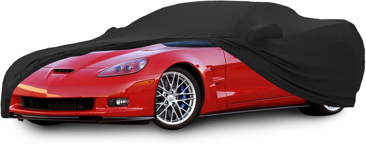 Car Cover Indoor Compatible with Corvette C6 2005-2013, Stretch Satin Dust-Proof Protection Ultimate Custom Full Car Cover for Underground Garage, Car Show