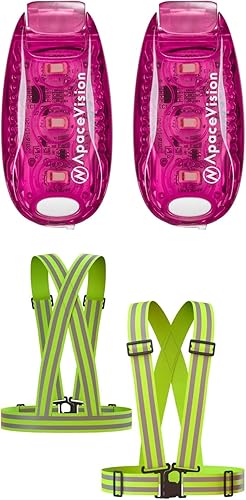Apace Vision Paquete de 2 luces LED de seguridad + chalecos reflectantes