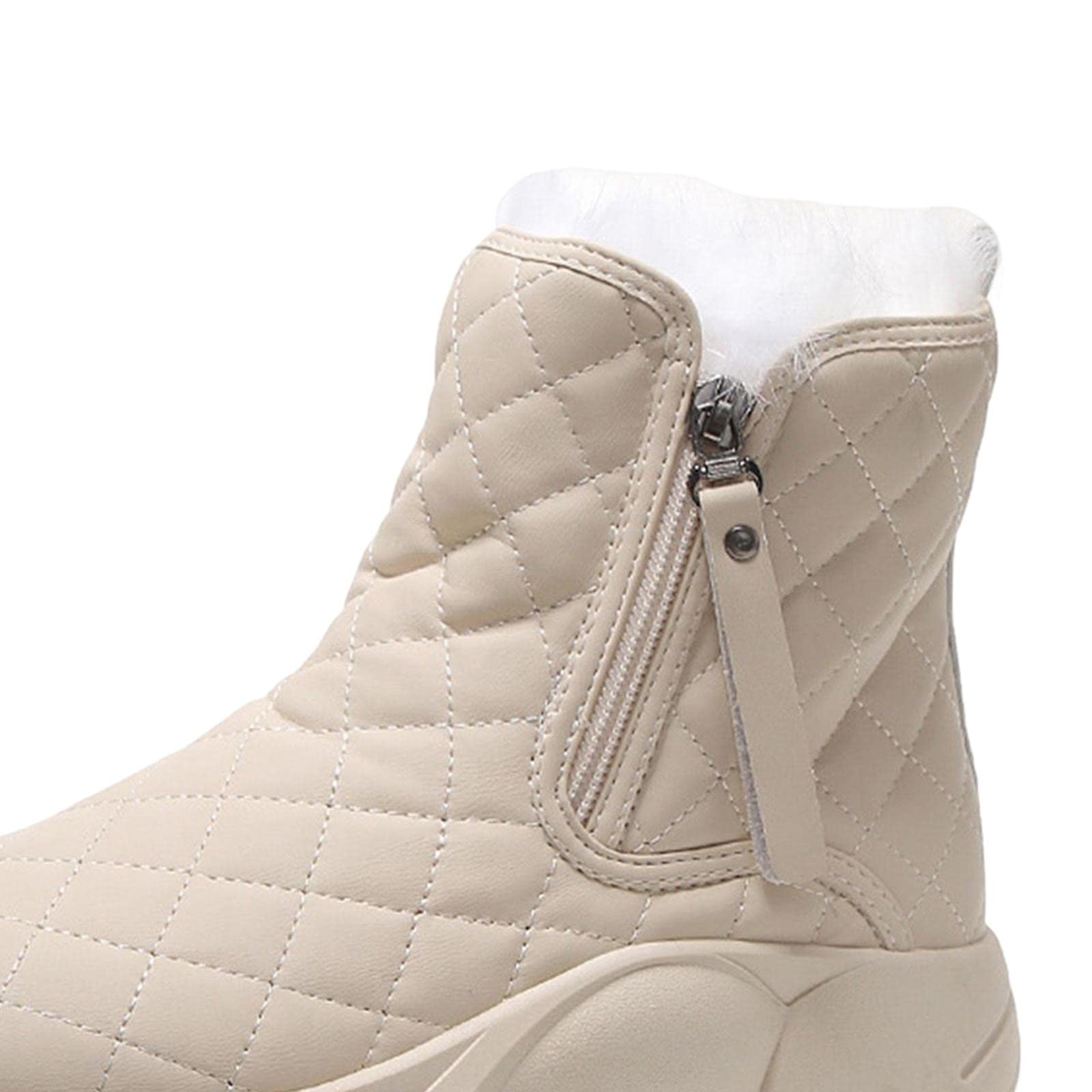 Bottes de Neige Imperméables Doublées Bottines Randonnée Semelle Antidérapante Chaude Doublure Adaptée à L'Extérieur Décoration Promenades C, beige, 38