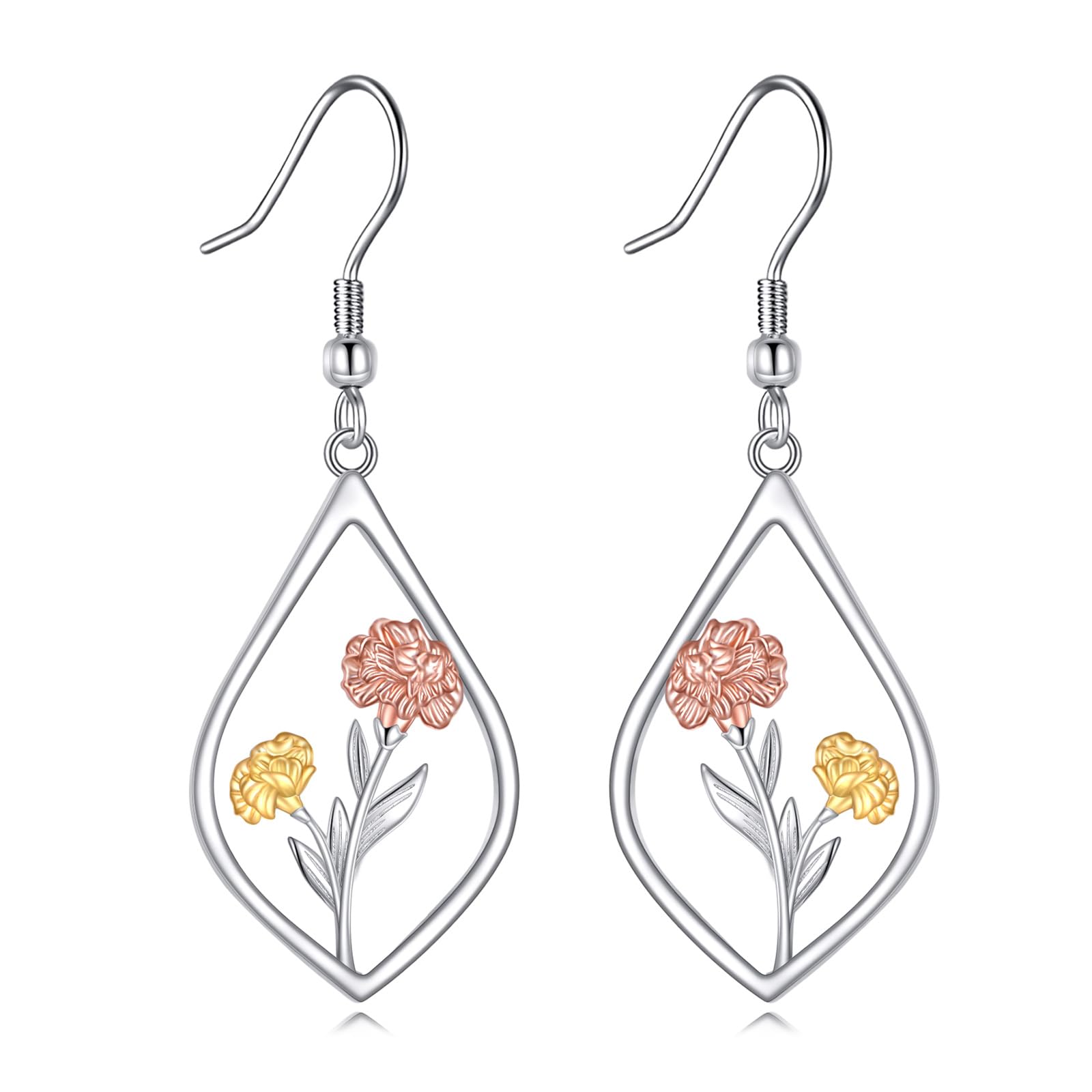 Scottish Thistle/Sunflower/Violet/Daffodil/Orchid Earrings Sterling Silver Flower Dangle Dangling Drop Boho Earrings Jewelry Gifts for Women