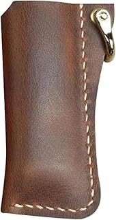 イグナイターホルダーキーチェーン - 素朴なカバー、ループポーチを広く使用|キーリング、屋外での使用のための手作りのレザーラップ、キャンプアクセサリー、ポータブルポケットファイアスターターギアを備えた耐久性のあるライターホルダー