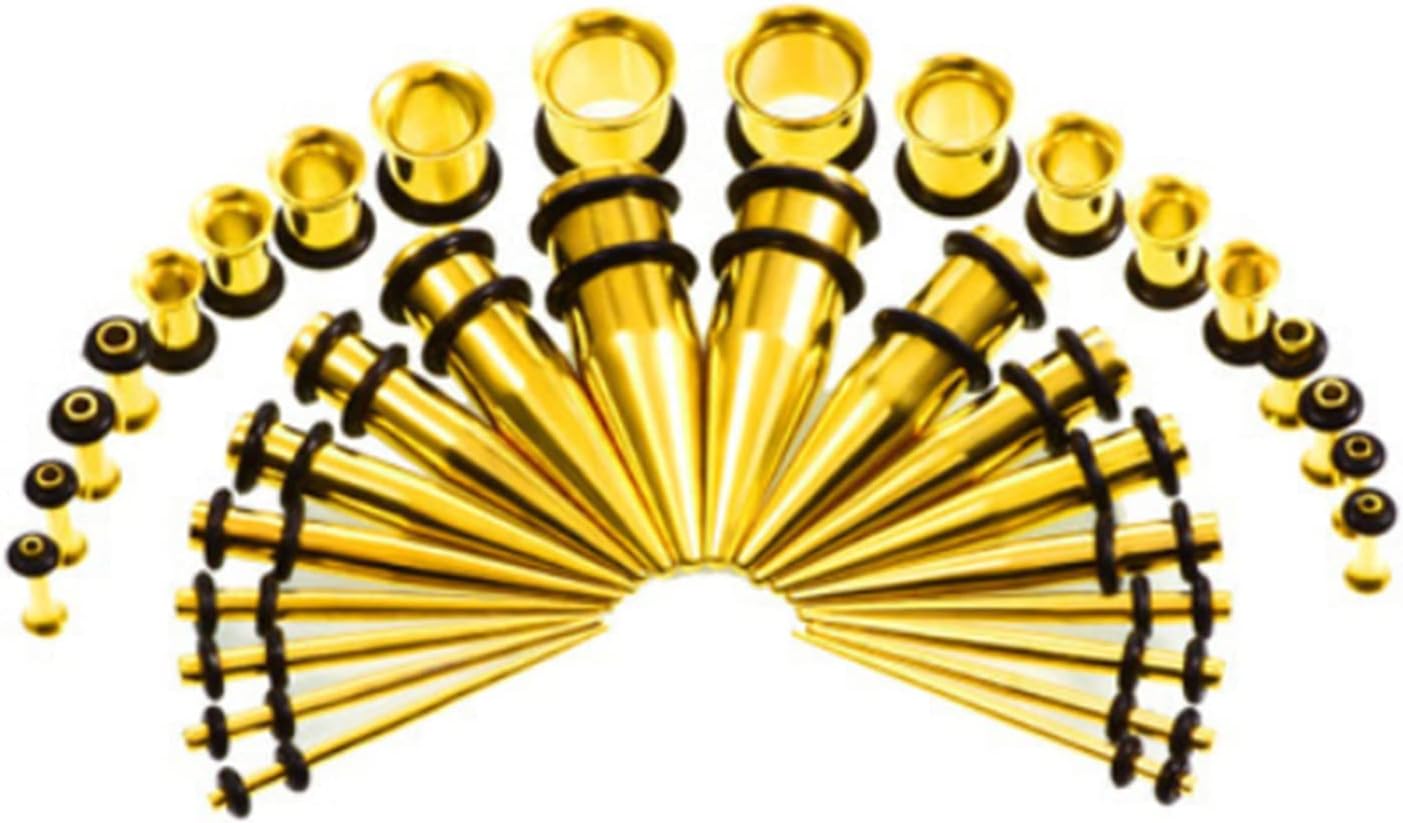 Ear Gauge Stretching Kit Stainless Steel Tapers and Plugs Set 36 Pieces 14G-00G
