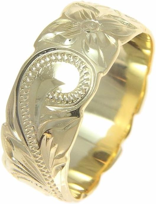 Arthur's Jewelry Yellow gold plated 925 sterling silver Hawaiian 8mm plumeria flower scroll cut out edge ring size 3 to 12