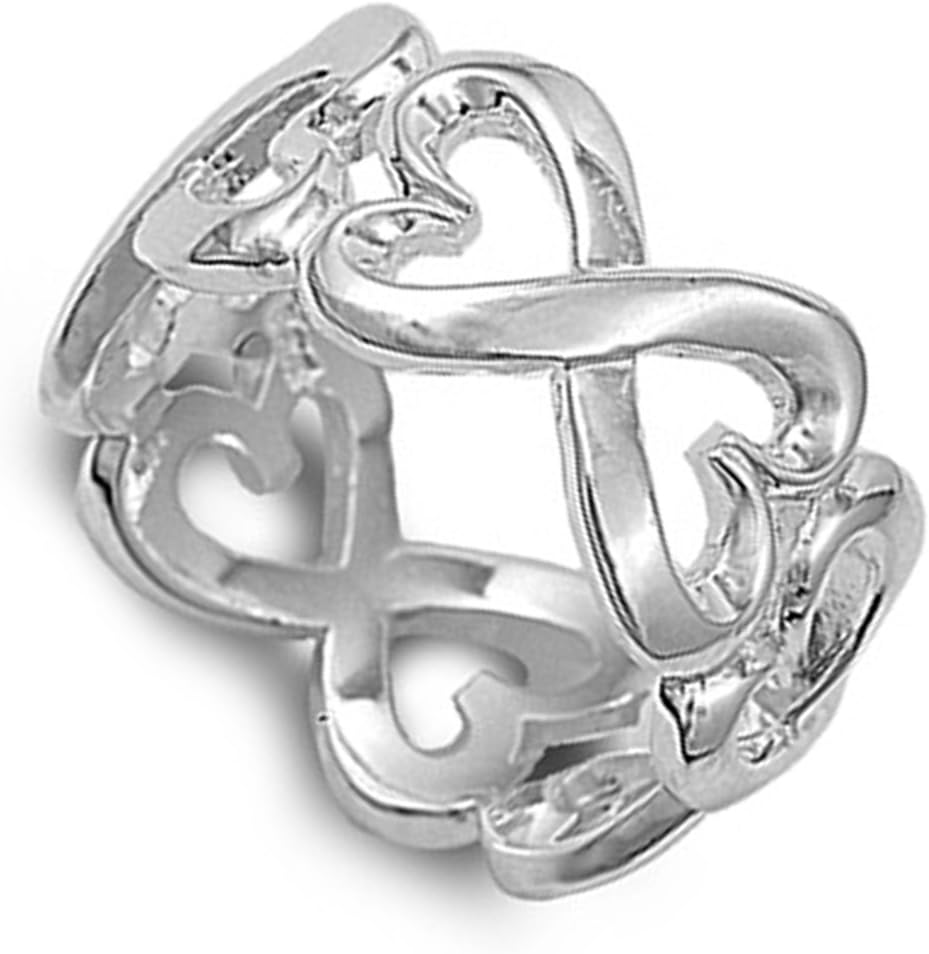 Sterling Silver Women's Infinity Heart Promise Ring Beautiful Band Sizes 5-10