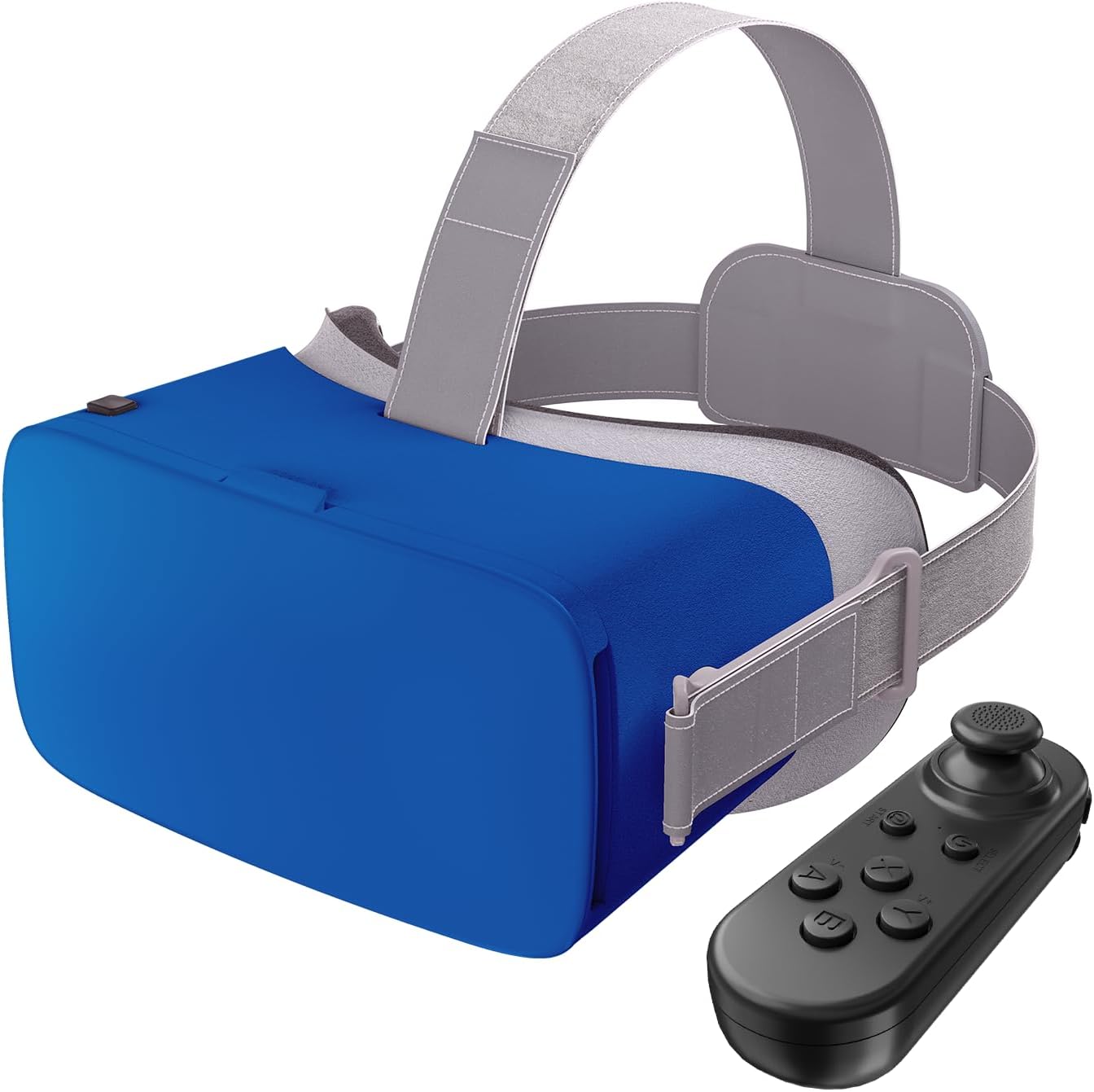 VR Headset for Phone with Controller, Anti-Blue Eyes Protected HD Lenses - Quantum Blue