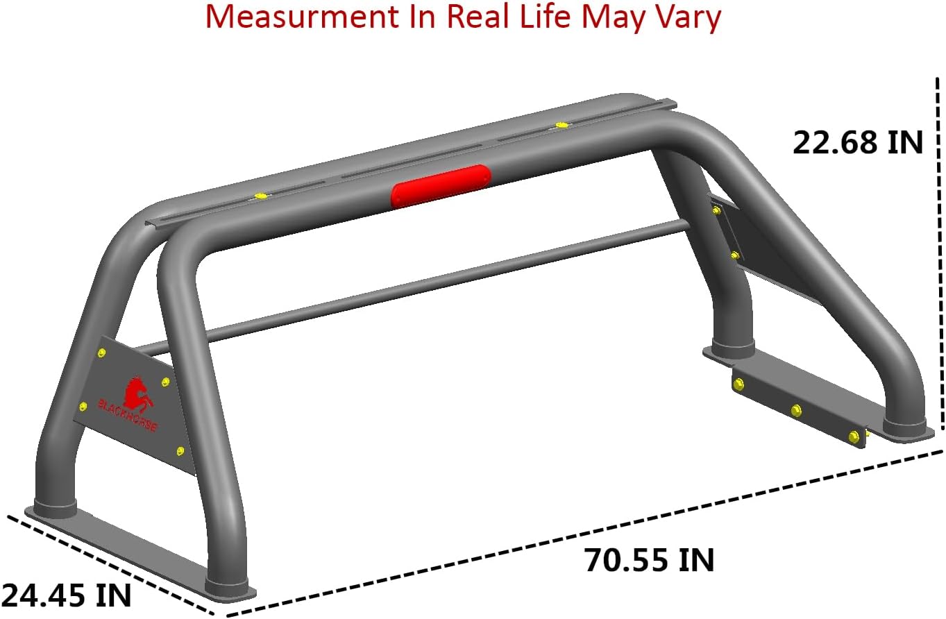 Black Horse Classic Roll Bar Compatible with 2000 to 2021 Nissan Ram Chevrolet Ford GMC Toyota Titan 3500 2500 Silverado F-150 Sierra 1500 2500 3500 Tundra XD Black RB001BK