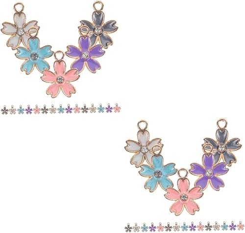 EXCEART 40 Pcs Flower Pendant Enamel Flower Charms Plant Accessories Dainty Necklace Flower Decorations Flower Jewelry Enamel Flower Charm Pendants
