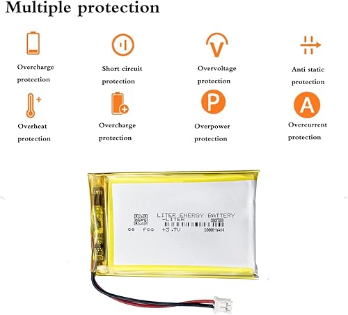 Miniatura 3 de 3.7V 383759 1000mAh batería de iones de polímero de litio recargable batería de polímero con conector JST 0.079 in