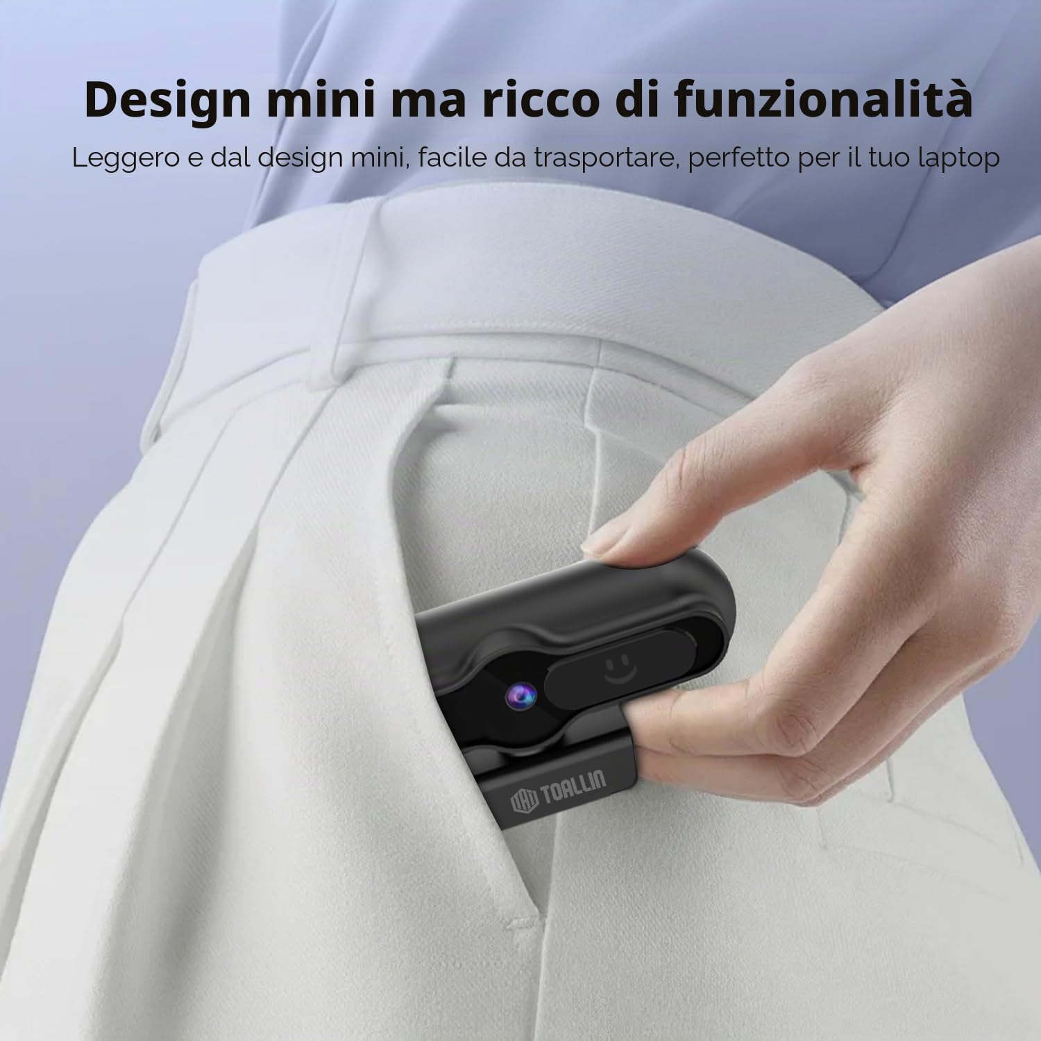 TOALLIN Webcam 4K per PC, 1080P@60FPS, sensore da 1/2,5", autofocus PDAF, microfono integrato e copertura per la privacy, webcam USB per laptop, conferenze, streaming e videochiamate