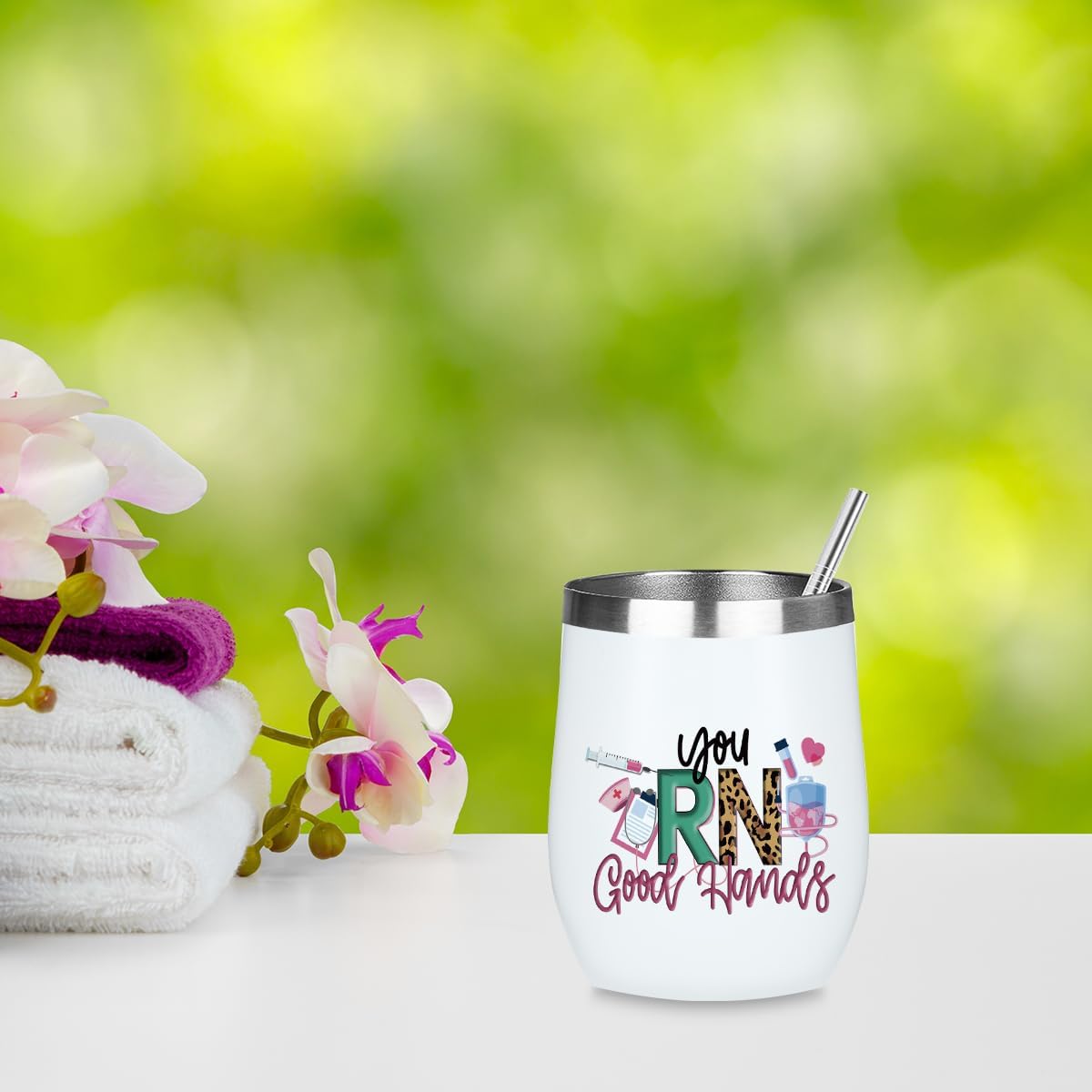 Funny Nurse Gifts 12 oz Tumbler, Wine Tumbler Insulated Wine Glass with Lid, Nurse Accessories for Work Nurses Practitioner Thank You Gifts for Women Rn Nursing Student Graduation Christmas Birthday - Image 5