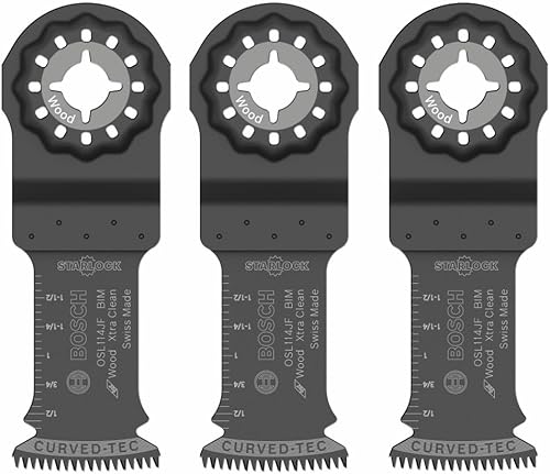 BOSCH Hoja bimetálica oscilante OSL114JF-3 Starlock de 1-14 pulgadas, 3 unidades, precisión profesional de fabricación suiza, diseño de interfaz 3D,