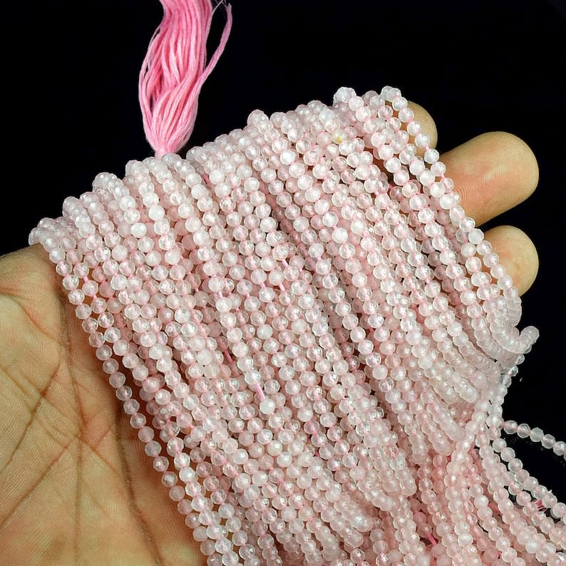 Quartz rose perles facettées de qualité supérieure pour colliers et bracelets