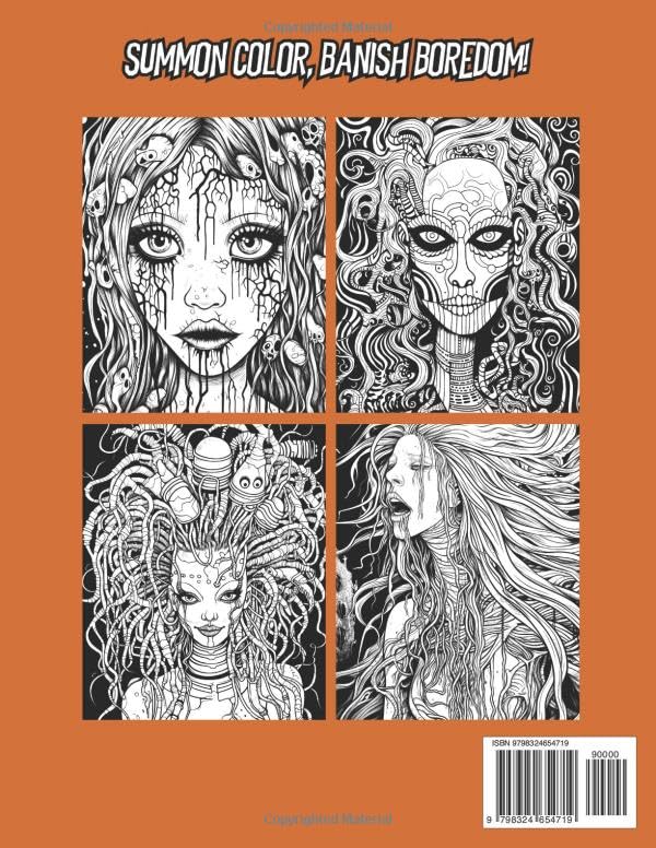 Voodoo Witches Coloring Book for Adults: Black Dark Magic and Women Witchcraft Designs, Intricate Creepy and Scary Gothic Fantasy Patterns for Stress ... Inner Coloring Witch Revel in the Shadows! image 3
