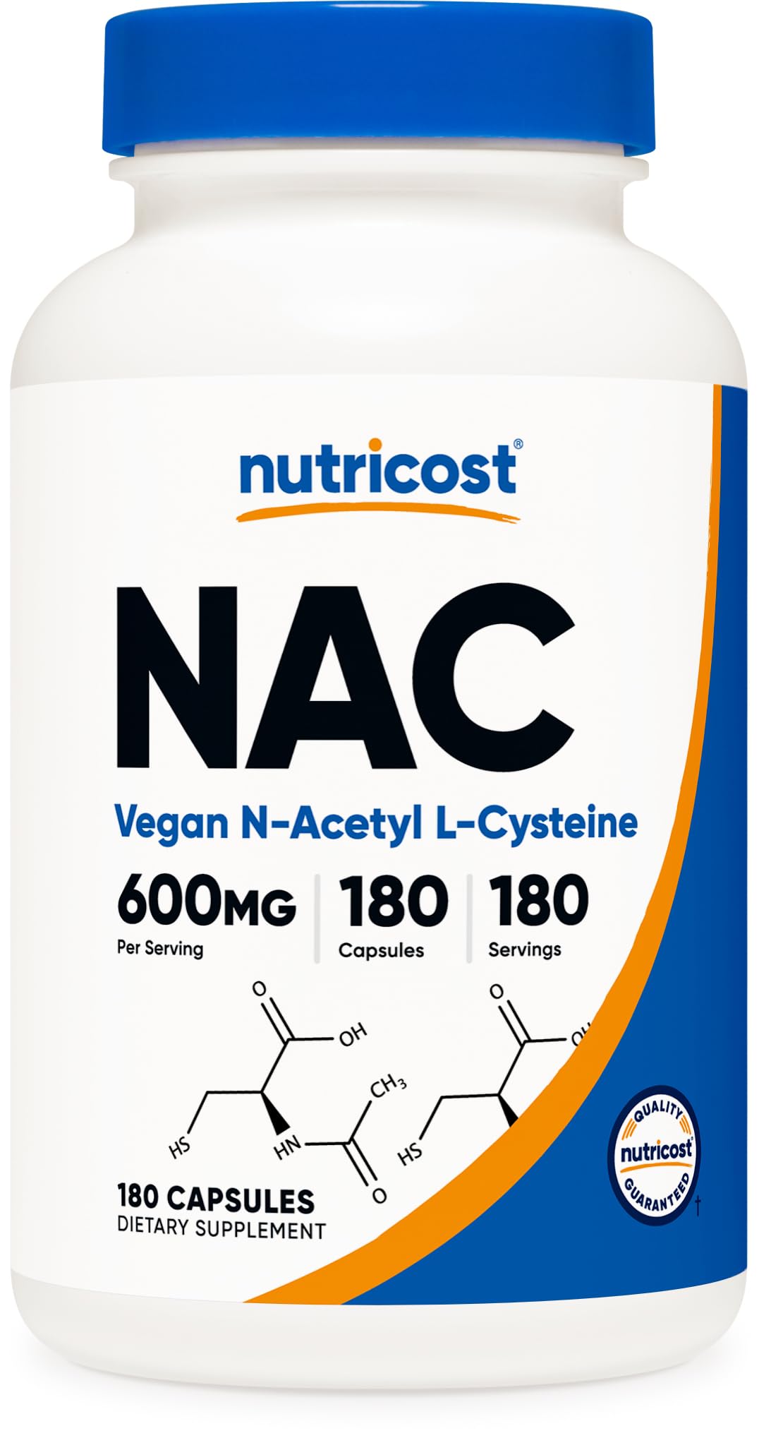 Nutricost N-Acetyl L-Cysteine (NAC) 600mg, 180 Capsules 180 Count (Pack of 1)