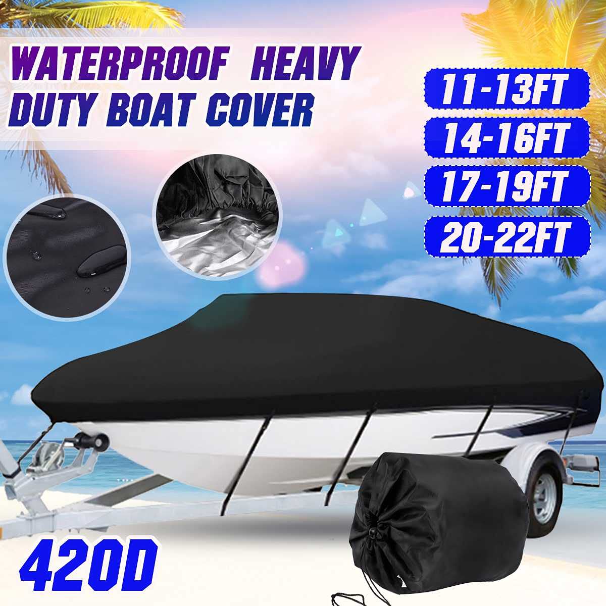 Telo per Barche 12-22FT Copertura for imbarcazioni for impieghi gravosi 21 0D 420D. Impermeabile Anti. UV. Pesca Bass Bass V-Hull Runabouts Trailer Accessori marini (Color : 420D 11-13ft)