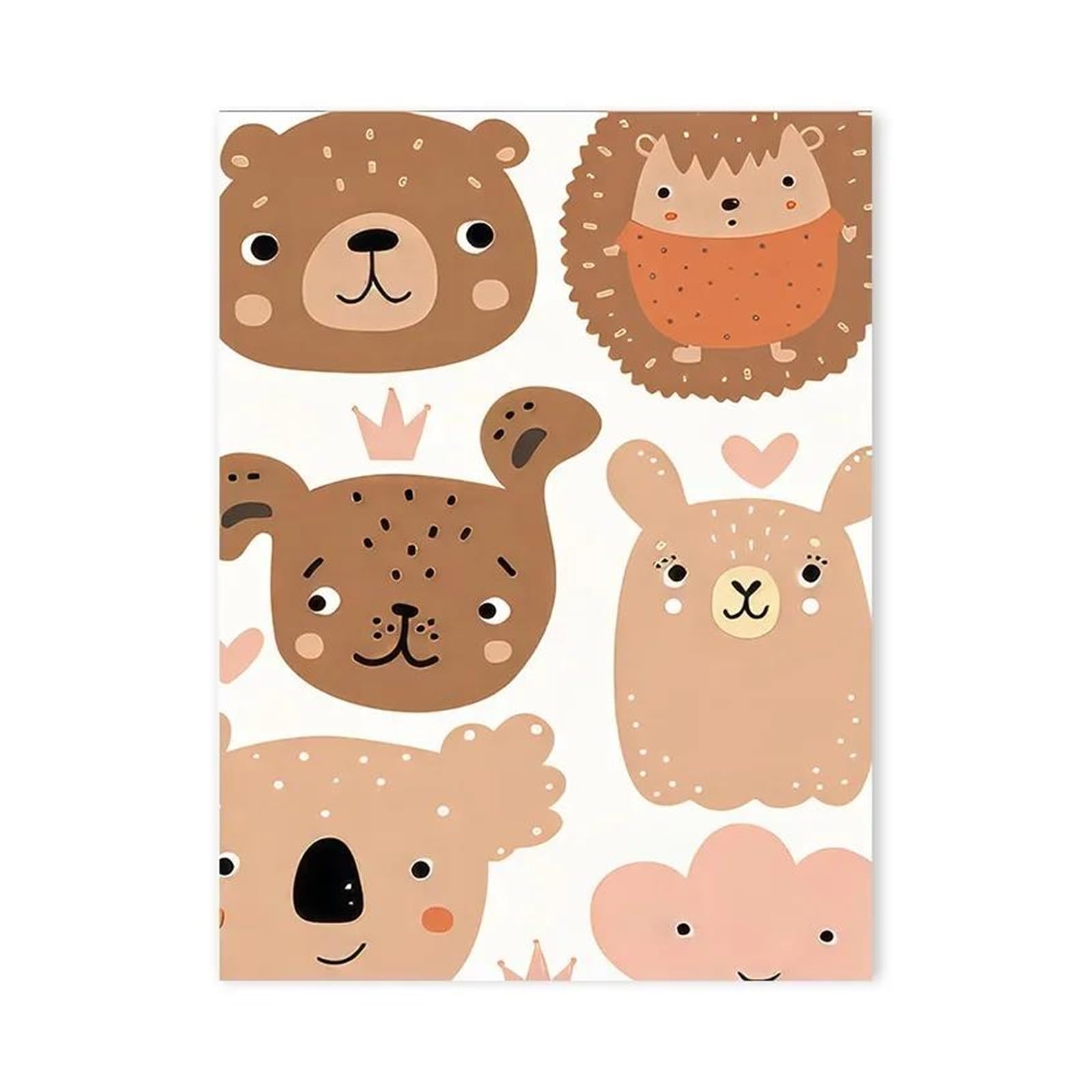 XENITE Wall Art Canvas Prints Childlike Love Rainbow Poster Prints Sun Bear Hedgehog Cloud Flower Canvas Painting For Baby Bedroom Children's Room Wall Decor(N,40x60cm)