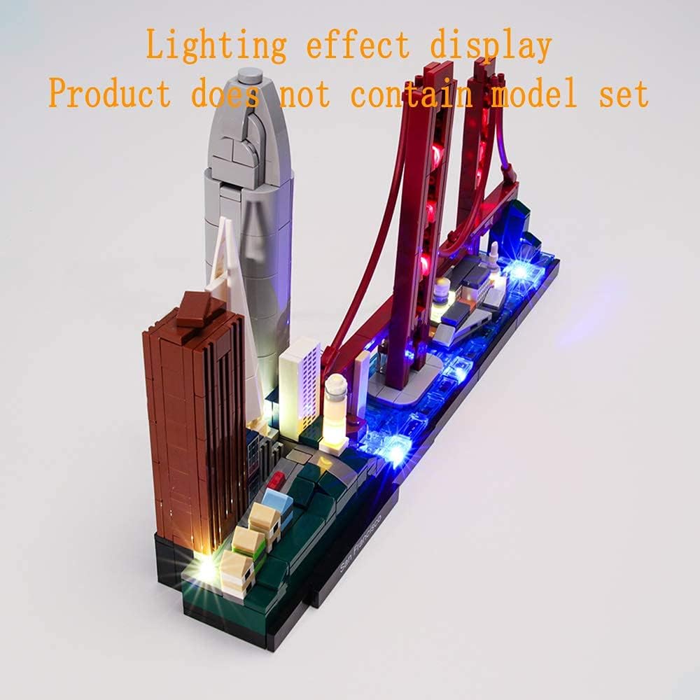 GEAMENT Upgraded Version USB Light Kit for Architecture Skyline Collection San Francisco Golden Gate Bridge - Compatible with Lego 21043 Bricks Model (Model Set Not Included)