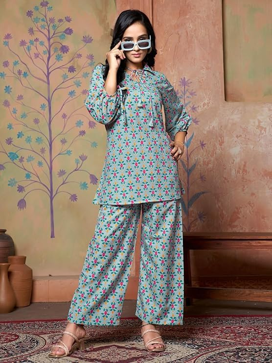 Leriya Fashion Women Rayon Printed Regular Kurta Set (Lf-K-W1704&Tr797_Green_L)