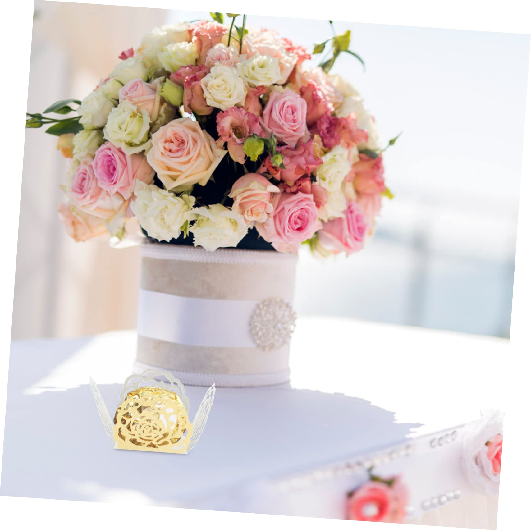 DECHOUS 500pièces Caissettes pour Bonbons Décoration De Mariage Support pour Et Douceurs Motif Doré pour Fêtes Et Desserts