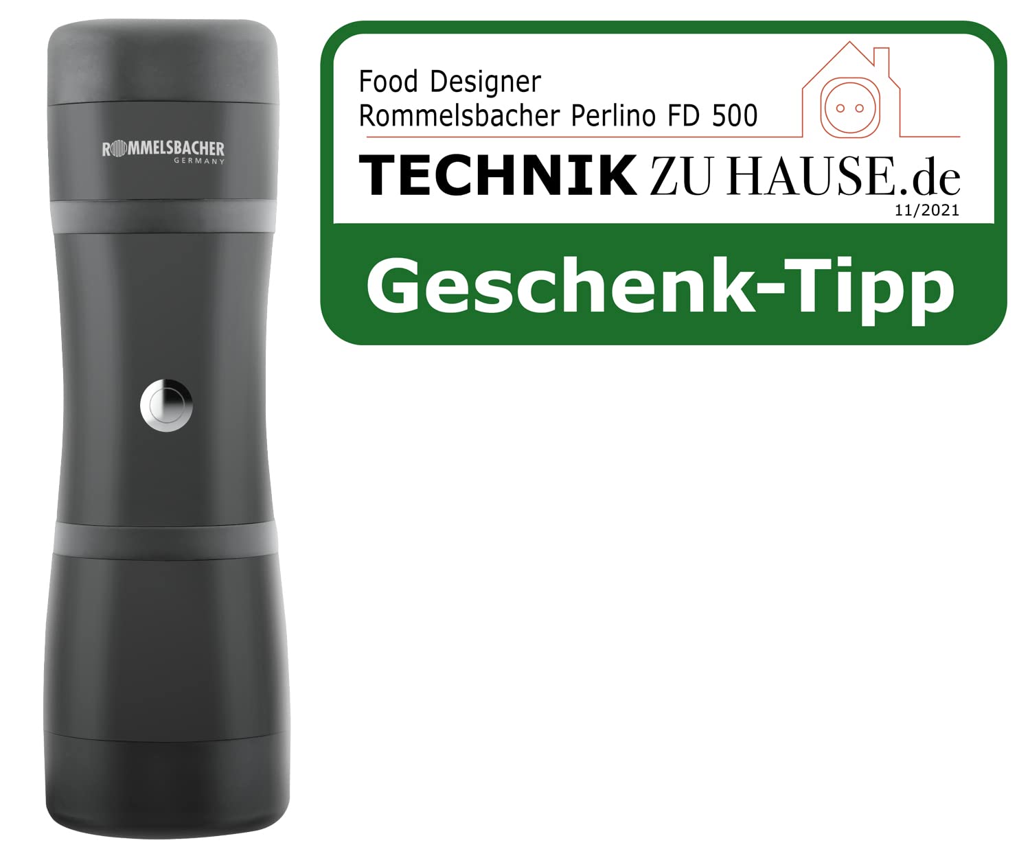 ROMMELSBACHER Food Designer FD 500 Perlino – Pour jusqu'à 500 perles de gelée par minute, 2 buses en acier inoxydable pour grandes et petites perles de gelée, capacité de 200 ml, récipient à