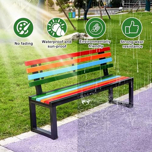 Banco de metal de exterior 140cm resistente con respaldo capacidad 400kg 4