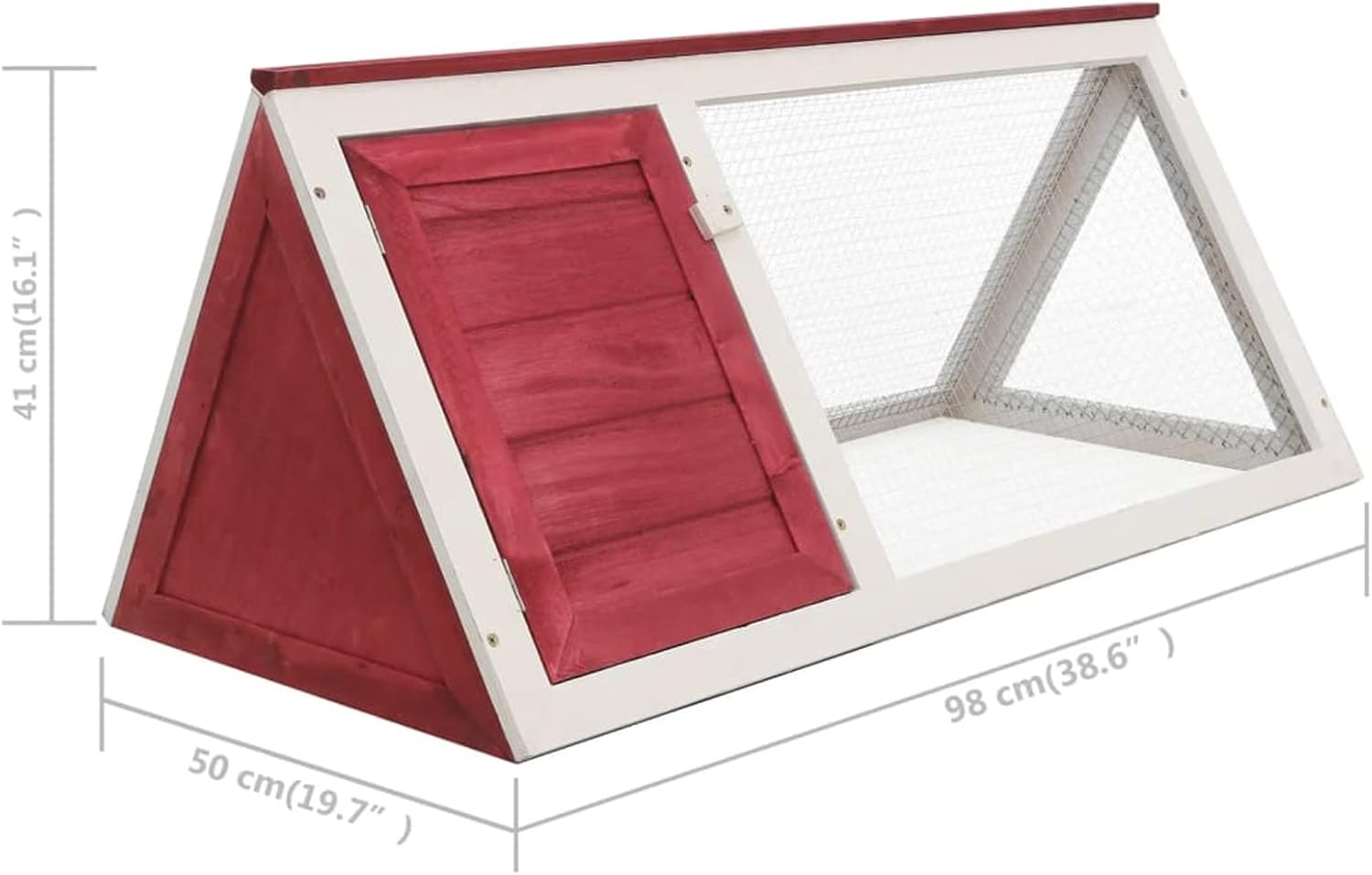 Gecheer Wooden Animal Cage, Durable Iron Wire Grid, Premium Treated Fir Wood, Triangular Design, 38.6 x 38.6 x 16.1 in for Rabbits, Guinea Pigs, and Small Pets