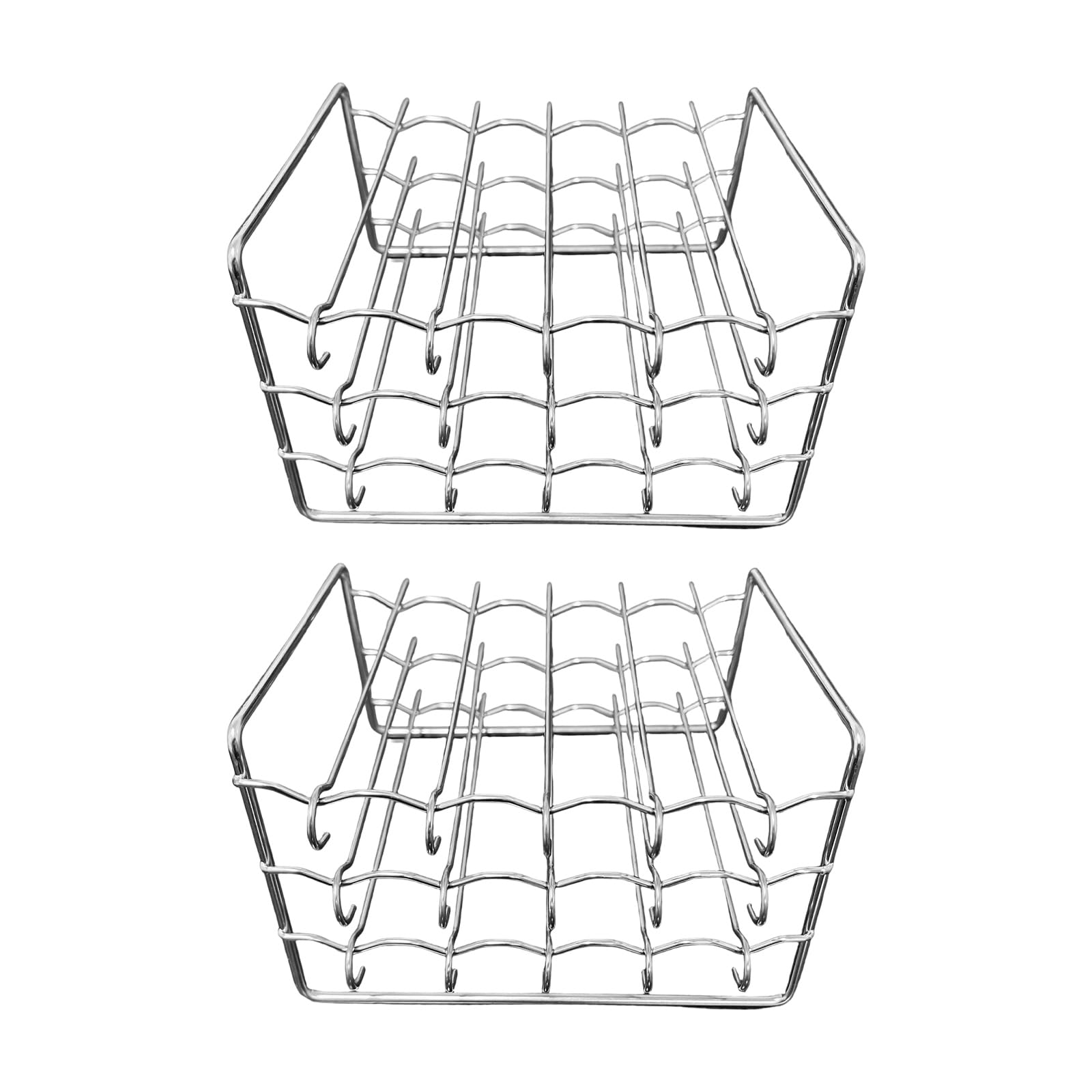 hogtnd Set of 2 Stainless Steel Air Cooking Grates with Skewers, Space-Saving and Evenly Heating, Stainless Steel Skewer Stand for Hot Air Fryers