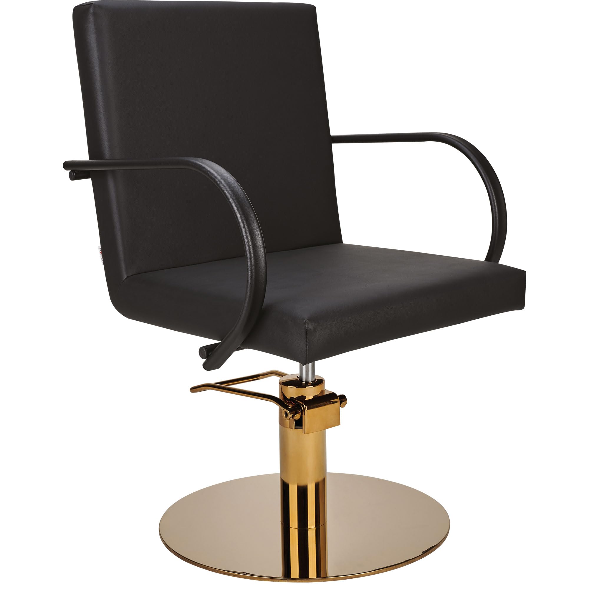 AYALA Friseurstuhl PIK schwarz für Kosmetik-, Barber- und Friseursalon, Hydraulikpumpe (Goldscheibe)