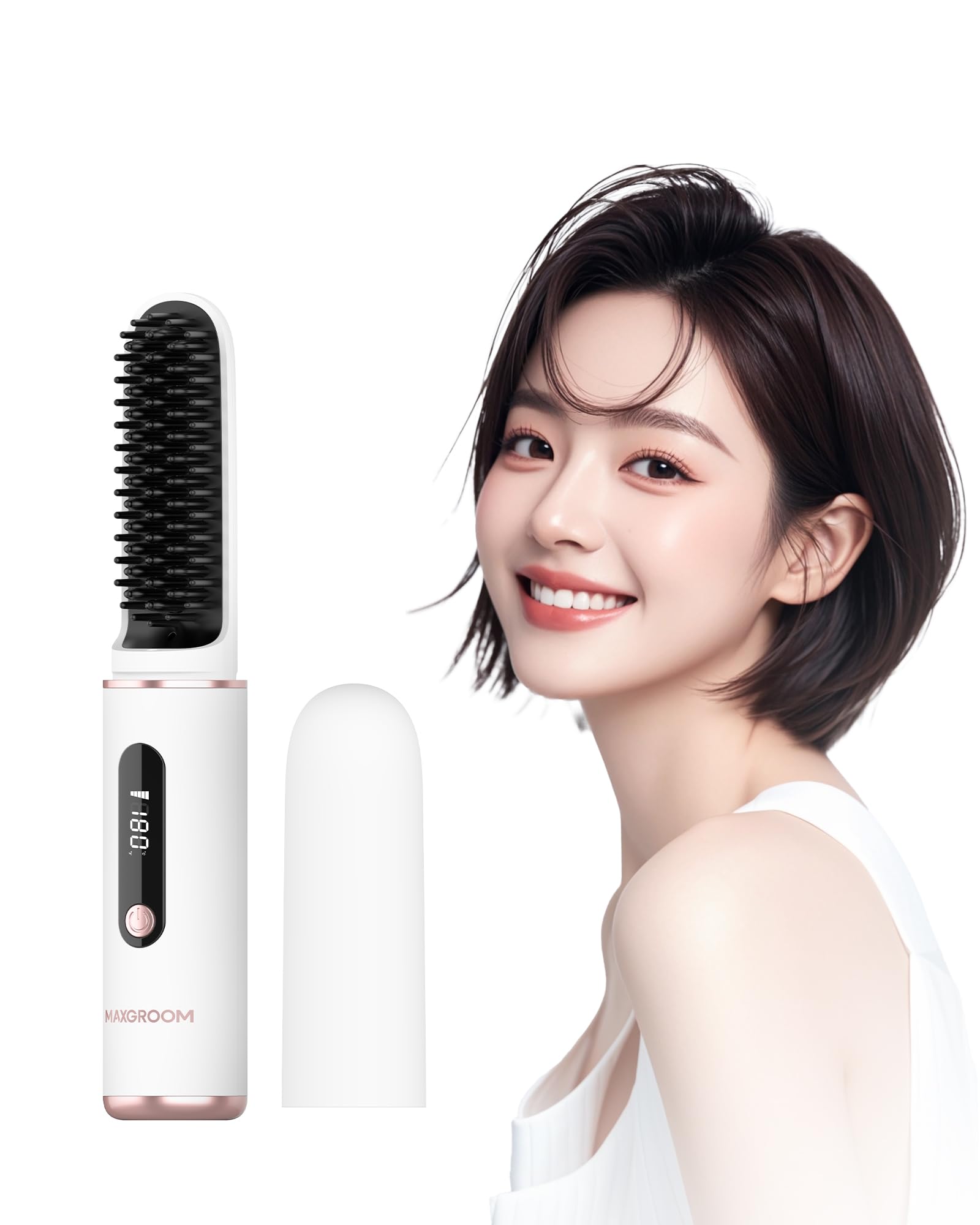 2wayスタイリング 軽量 マイナスイオン コードレスヒートブラシ 期間限定セール】ヘアアイロン ブラシ コードレス ヒートブラシ