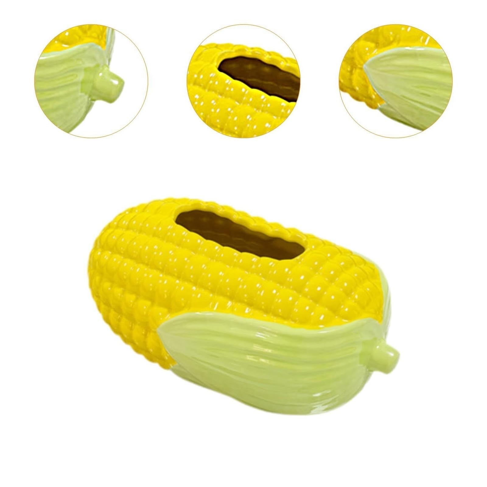Porta fazzoletti Dispenser for fazzoletti Simpatico portafazzoletti di mais Decorazione moderna da scrivania Divertente Per la nuova casa(Yellow)