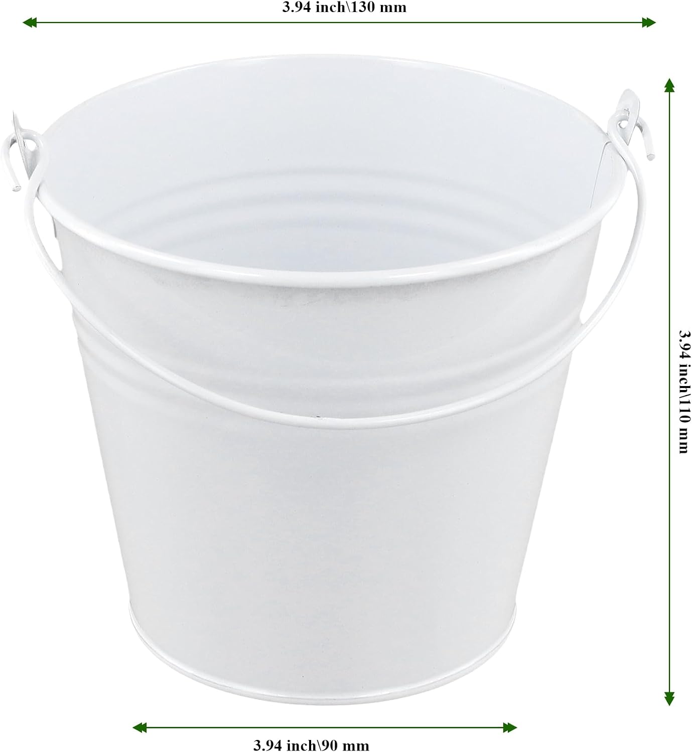 15 Pack 4.5 Inch White Small Metal Buckets with Handle, Mini Tin Pails, Mini Buckets for Crafts and Party Favors