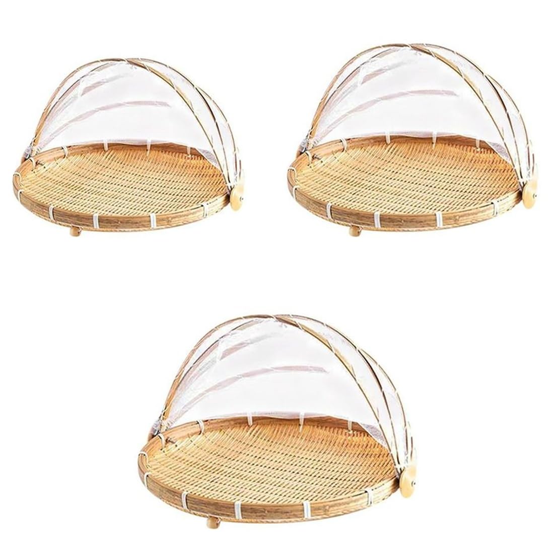 Hndhbfgrt Dustproof Anti-Insect Basket Anti-Mosquito Hand-Woven Tent Basket Fruit Vegetable Tray Mesh Drying Dustpan Food 3pcs