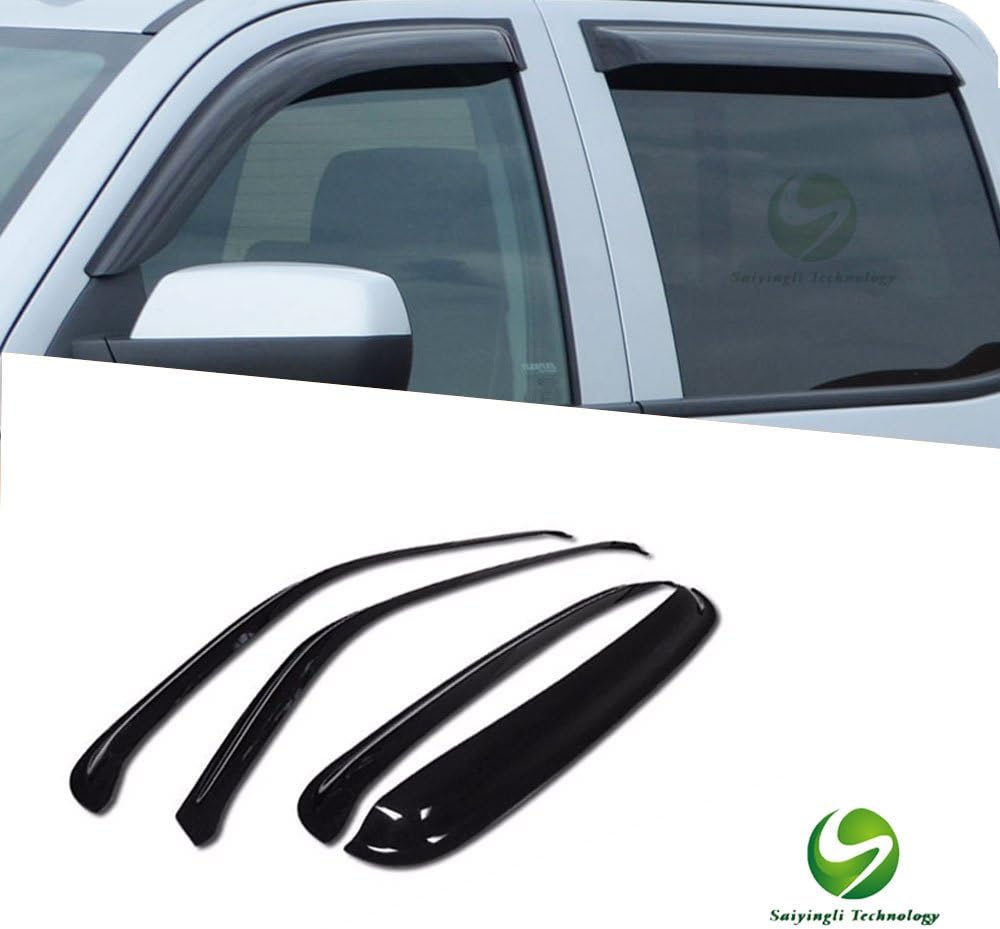 Saiyingli Technology4pcs Vent Shade Window Visors, for 07-14 Silverado/Sierra Crew Cab/Avalanche/Suburban/Yukon XL Sun Rain Guard