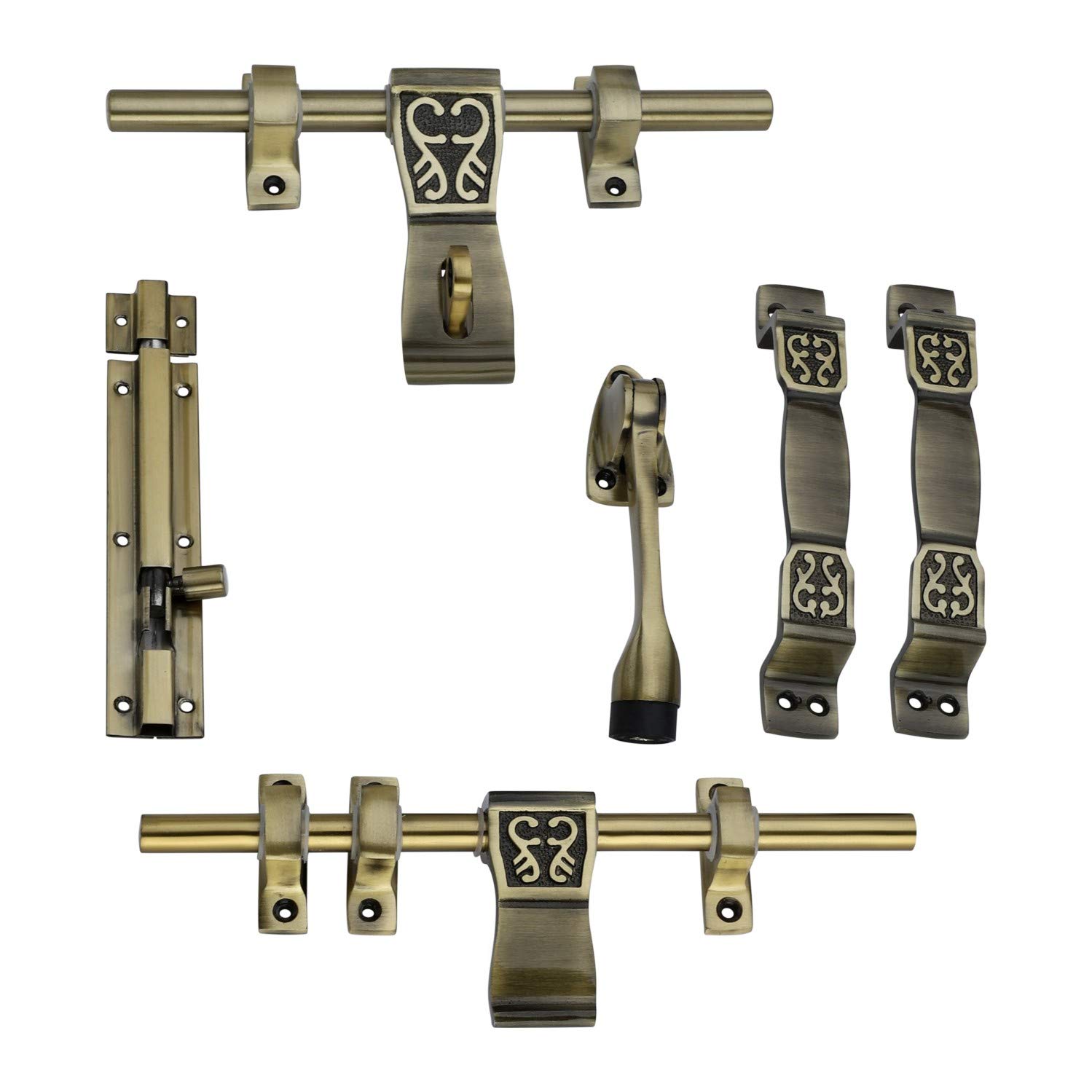 Peppa Classic Antique Brass Door Fitting Accessories Kit Front Aldrop| Back Latch | Two Handles | Door Stopper &Tower Bolt | - 6 Count (Classic) (B08KY2462Y) Amazon Price History, Amazon Price Tracker