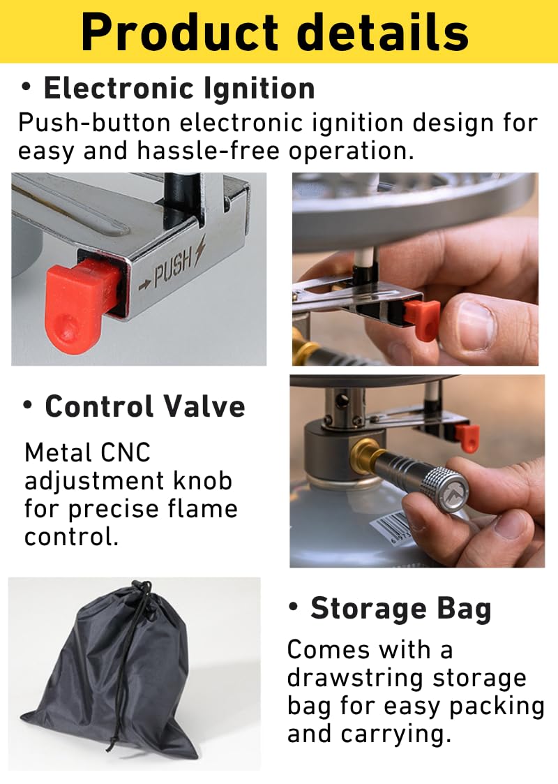 TMISHION réchaud de randonnée Réchaud de camping portable coupe-vent