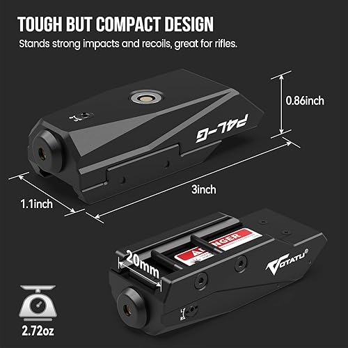 Miniatura 3 de Votatu P4L-G Picatinny - Mira láser para rifle, haz láser verde táctico con función estroboscópica, recargable magnética USB