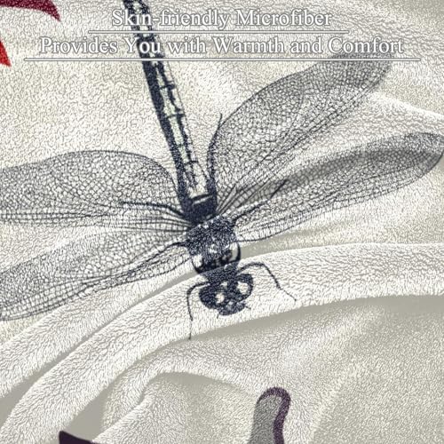 Couverture polaire microfibre chaude et douce jeté de canapé fleurs libellule